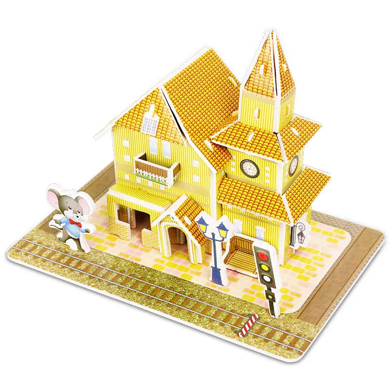 Kids DIY 3D House & Castle Building Puzzle - MASS FABRICATIONS