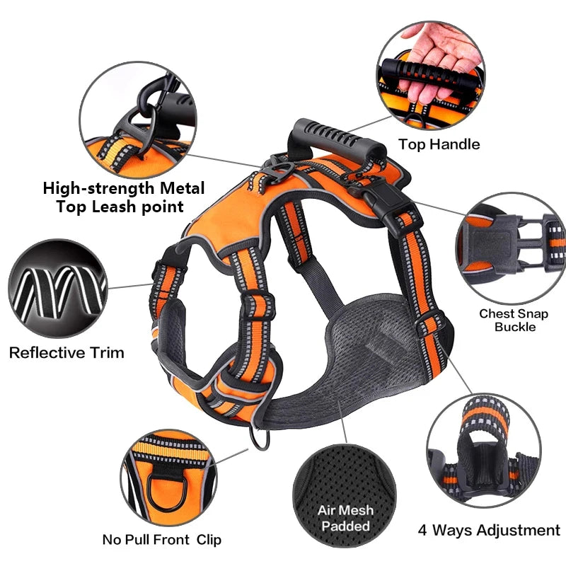 Reflective Dog Harness Vest with Handle - MASS FABRICATIONS