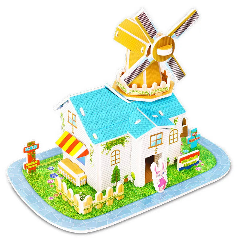 Kids DIY 3D House & Castle Building Puzzle - MASS FABRICATIONS