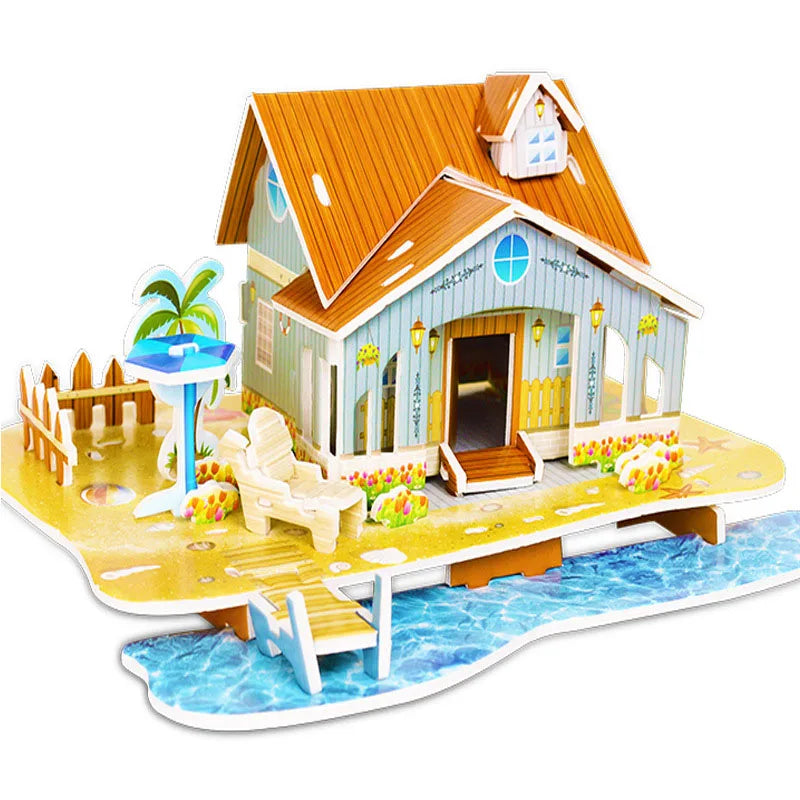 Kids DIY 3D House & Castle Building Puzzle - MASS FABRICATIONS