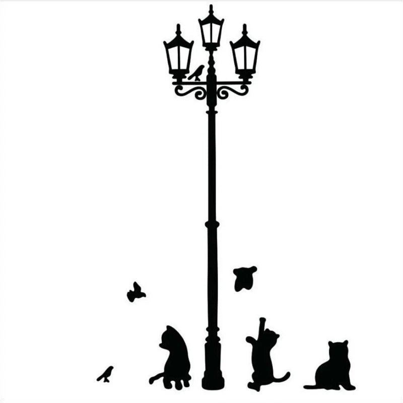 Ancient Lamp Cats and Birds Wall Sticker - Creative DIY - MASS FABRICATIONS
