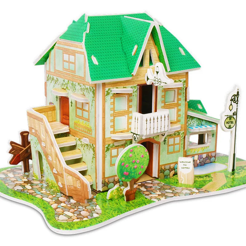 Kids DIY 3D House & Castle Building Puzzle - MASS FABRICATIONS