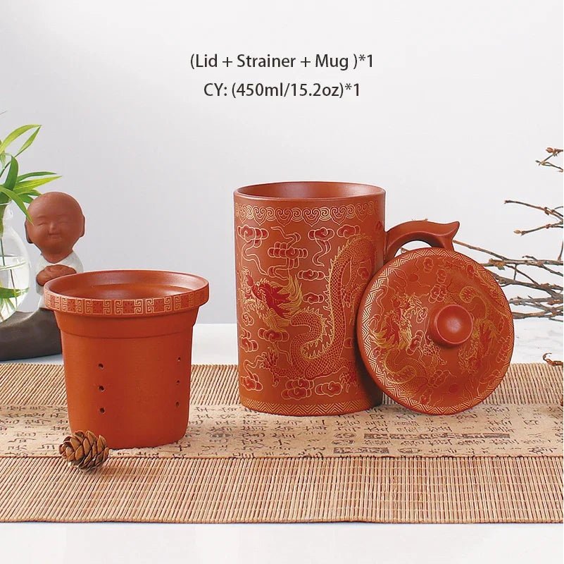 Traditional Chinese Dragon Clay Tea Mug - MASS FABRICATIONS