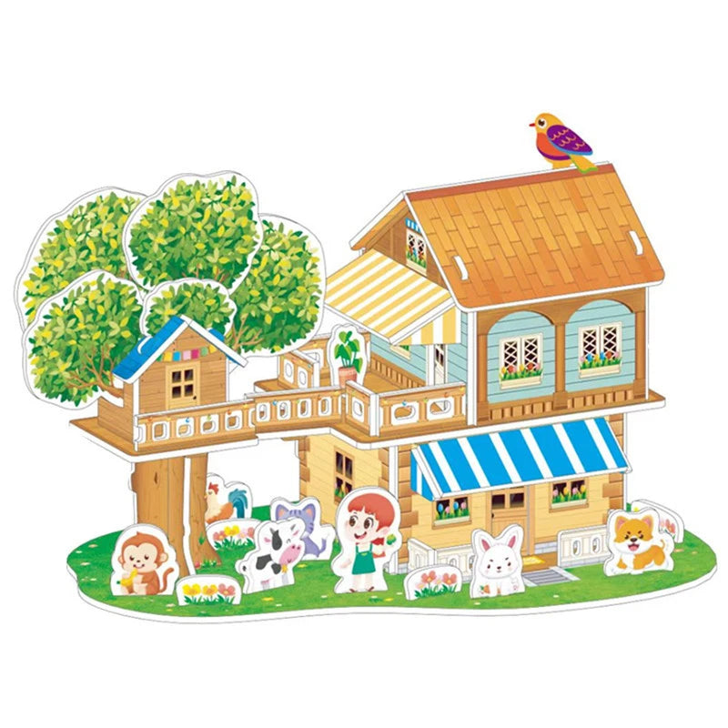 Kids DIY 3D House & Castle Building Puzzle - MASS FABRICATIONS