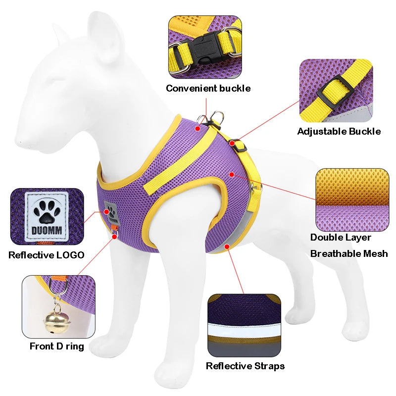 Reflective Safety Pet Dog Harness and Leash Set - MASS FABRICATIONS