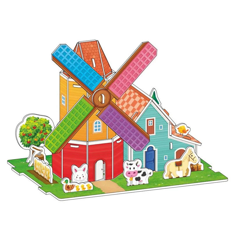 Kids DIY 3D House & Castle Building Puzzle - MASS FABRICATIONS