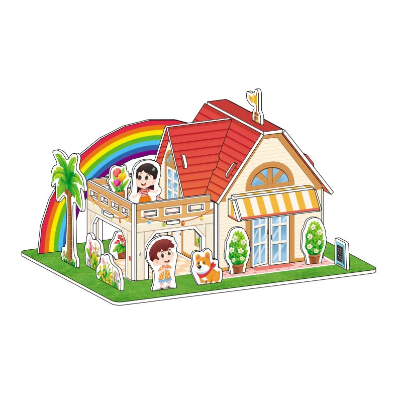 Kids DIY 3D House & Castle Building Puzzle - MASS FABRICATIONS