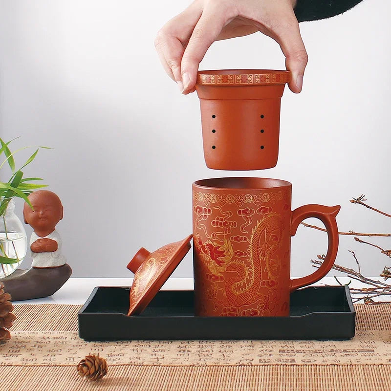 Traditional Chinese Dragon Clay Tea Mug - MASS FABRICATIONS