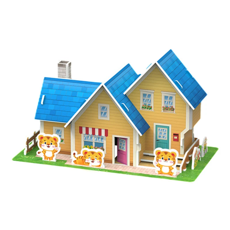 Kids DIY 3D House & Castle Building Puzzle - MASS FABRICATIONS