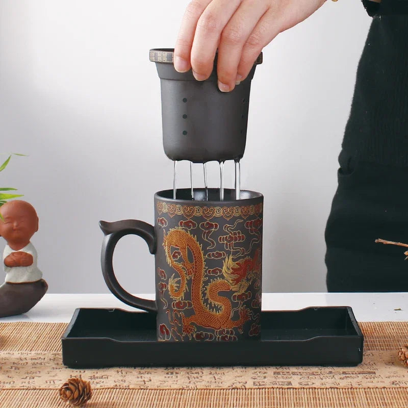 Traditional Chinese Dragon Clay Tea Mug - MASS FABRICATIONS