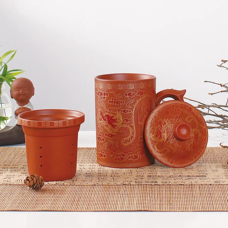 Traditional Chinese Dragon Clay Tea Mug - MASS FABRICATIONS