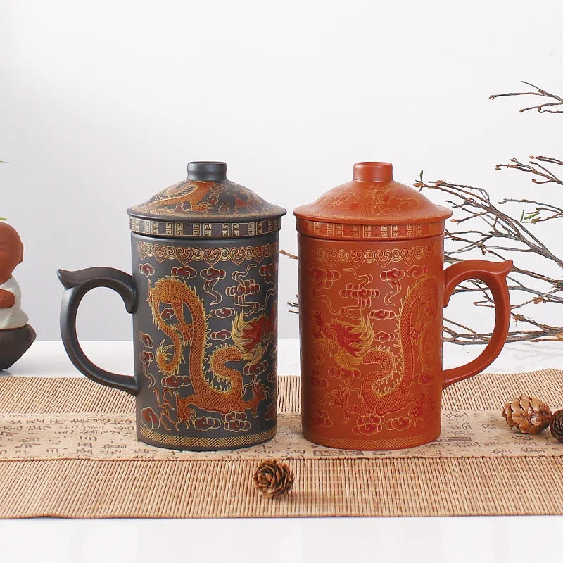 Traditional Chinese Dragon Clay Tea Mug - MASS FABRICATIONS