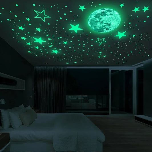 Transform Your Space with Luminous 3D Stars & Dots Wall Stickers