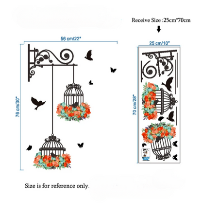 Birdcage Flying Birds Wall Sticker - Creative Home Decor - MASS FABRICATIONS 