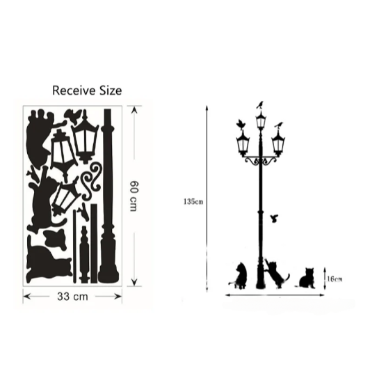 Ancient Lamp Cats and Birds Wall Sticker - Creative DIY - MASS FABRICATIONS 