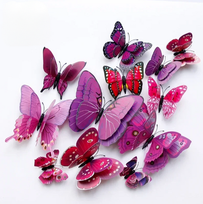 12pcs 3D Double Layer Butterflies Wall Stickers - Living Room Decor - MASS FABRICATIONS 