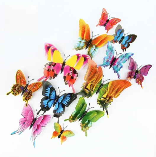 12pcs 3D Double Layer Butterflies Wall Stickers - Living Room Decor - MASS FABRICATIONS 