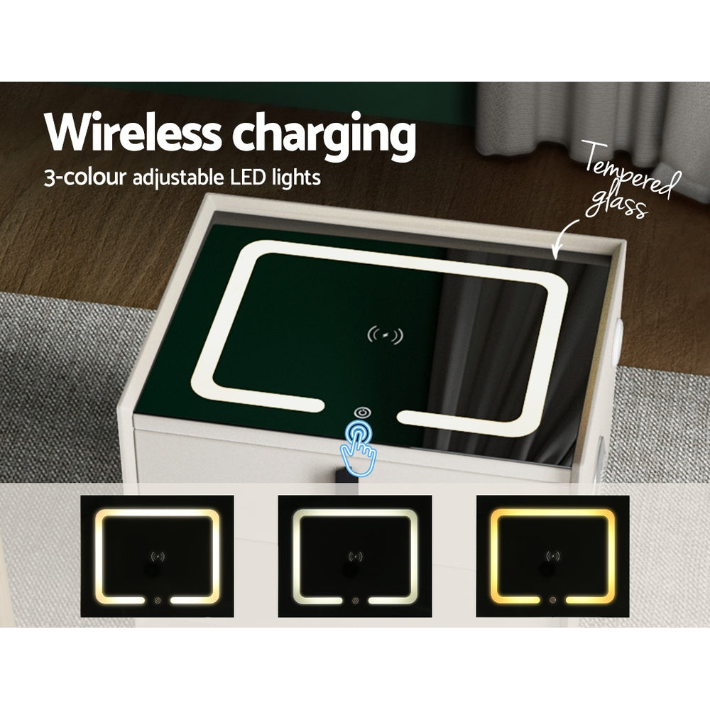 Smart Bedside Table with Wireless Charging