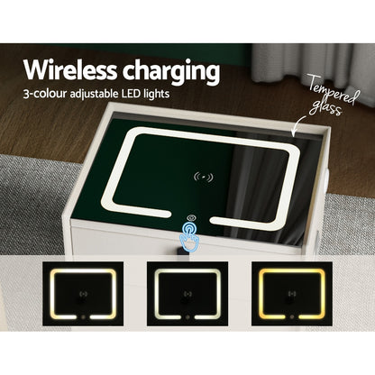 Smart Bedside Table with Wireless Charging