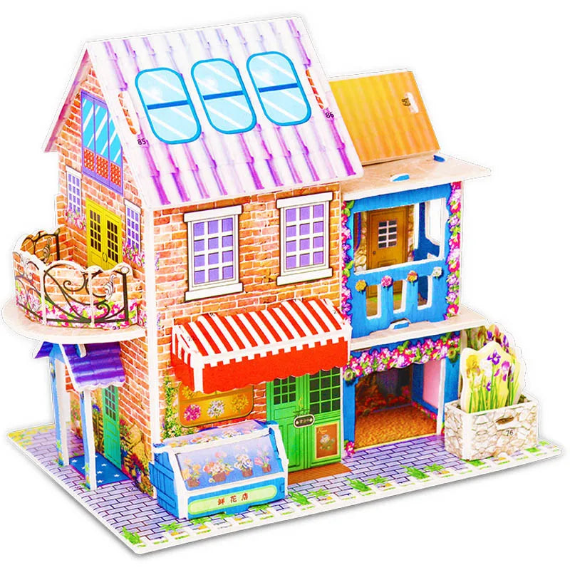 Kids DIY 3D House & Castle Building Puzzle - MASS FABRICATIONS 