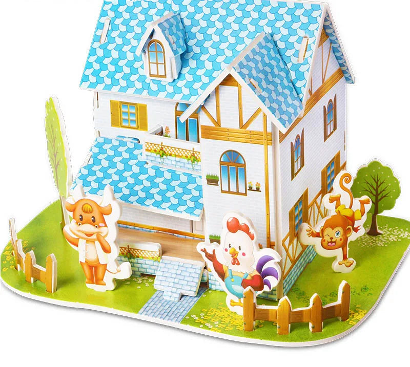 Kids DIY 3D House & Castle Building Puzzle - MASS FABRICATIONS 