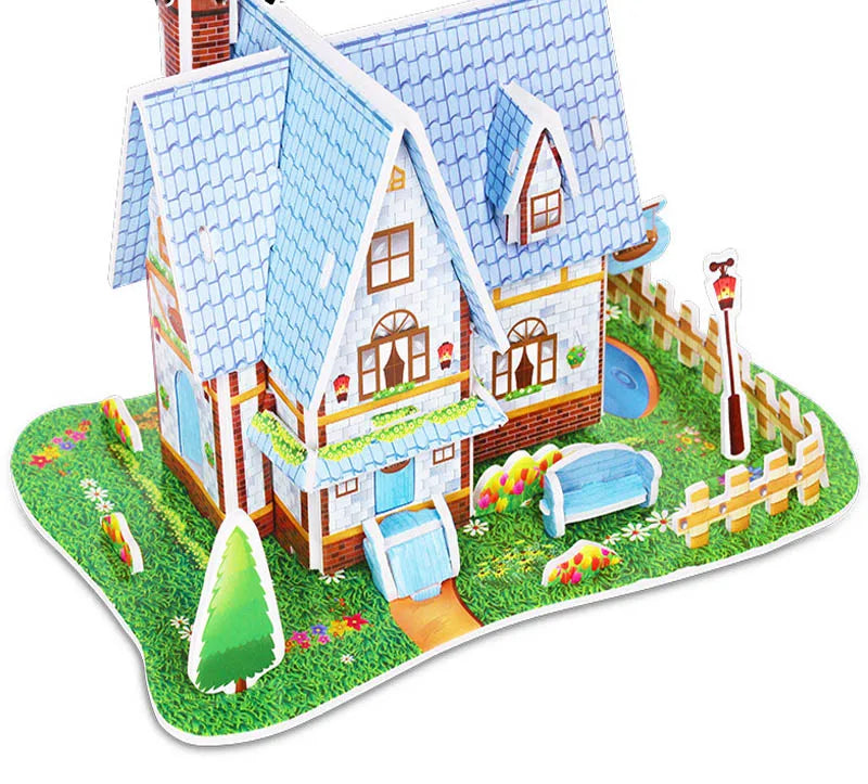 Kids DIY 3D House & Castle Building Puzzle - MASS FABRICATIONS 