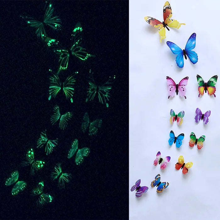 12Pcs/Set Luminous Butterfly Wall Stickers - Living Room Decoration - MASS FABRICATIONS 