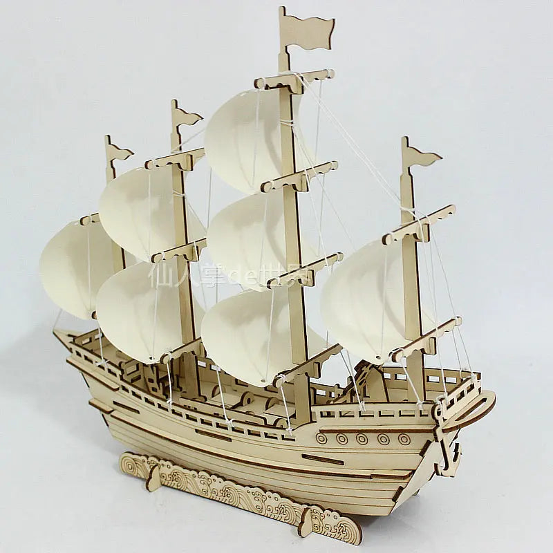 Wooden Puzzle Ship Jigsaw Building Blocks Model - MASS FABRICATIONS 