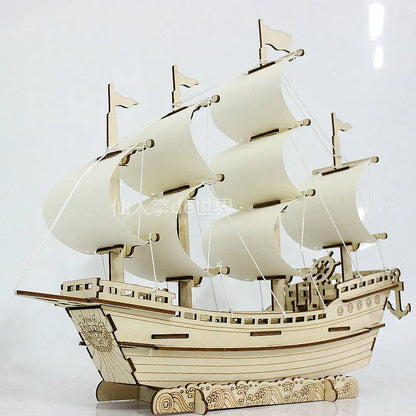 Wooden Puzzle Ship Jigsaw Building Blocks Model - MASS FABRICATIONS 