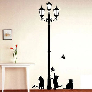 Ancient Lamp Cats and Birds Wall Sticker - Creative DIY