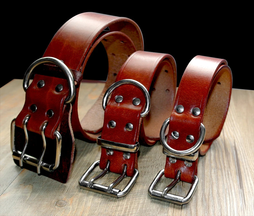 Genuine Leather Pet Dog Collars - MASS FABRICATIONS 