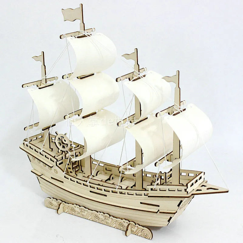 Wooden Puzzle Ship Jigsaw Building Blocks Model - MASS FABRICATIONS 