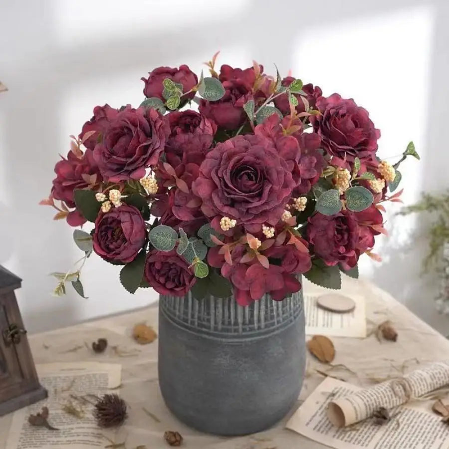 Artificial Retro Silk Rose Bouquet - MASS FABRICATIONS 