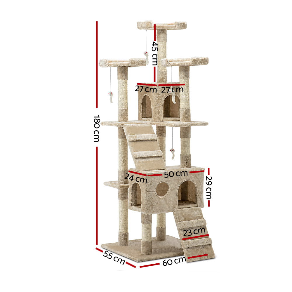 i.Pet 180cm Cat Tree Tower Scratcher Condo – Beige