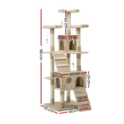 i.Pet 180cm Cat Tree Tower Scratcher Condo – Beige