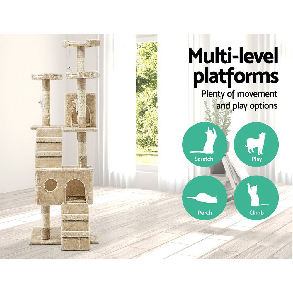 i.Pet 180cm Cat Tree Tower Scratcher Condo – Beige