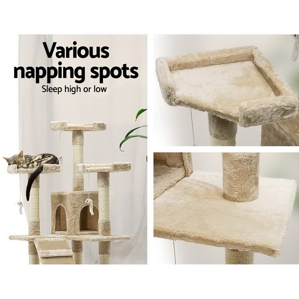 i.Pet 180cm Cat Tree Tower Scratcher Condo – Beige