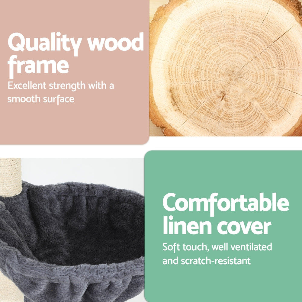 i.Pet 260cm Cat Tower & Scratching Post – Dark Grey