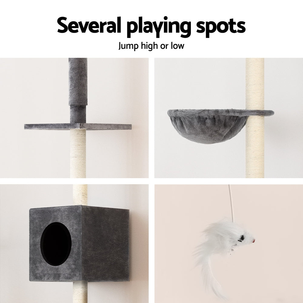 i.Pet 260cm Cat Tower & Scratching Post – Dark Grey