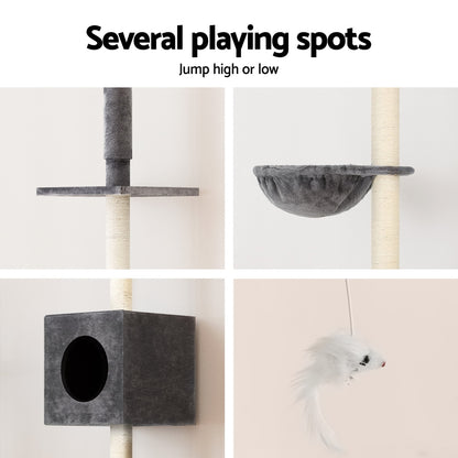 i.Pet 260cm Cat Tower & Scratching Post – Dark Grey