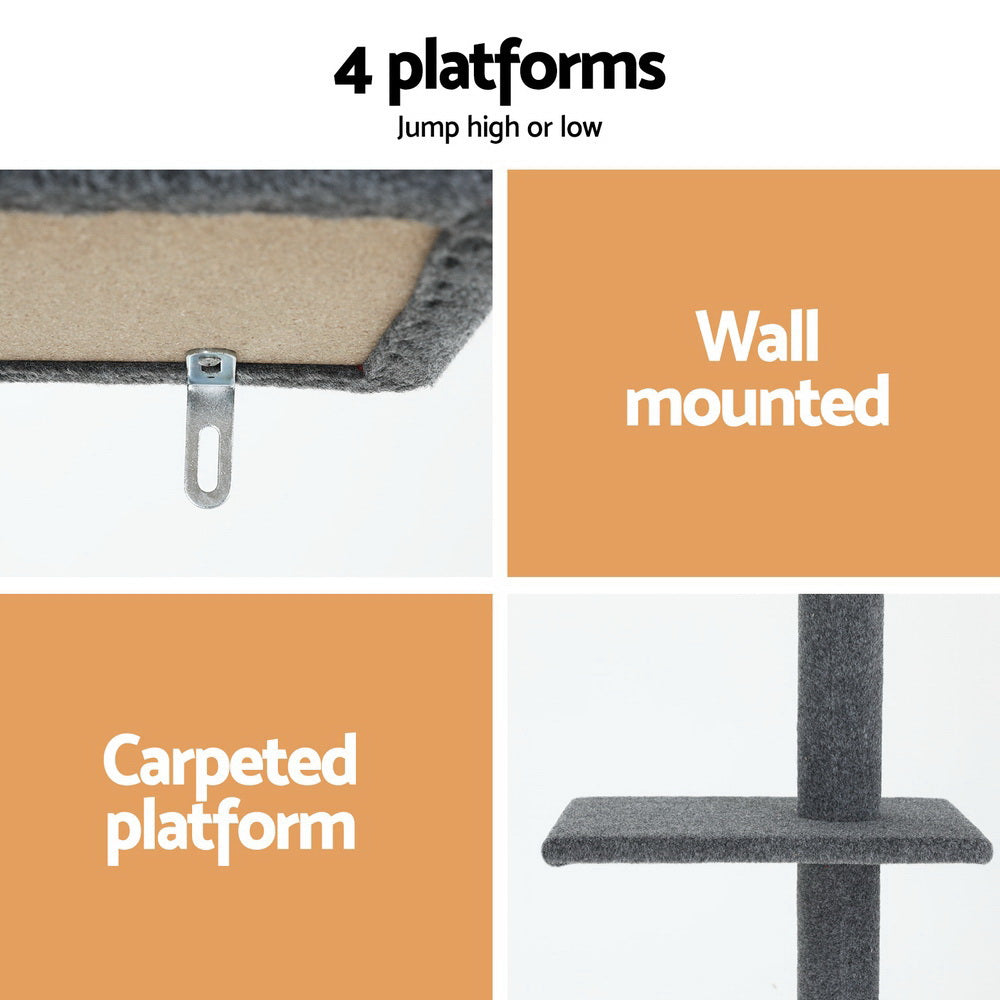 i.Pet 290cm Cat Tower & Scratching Post – Grey