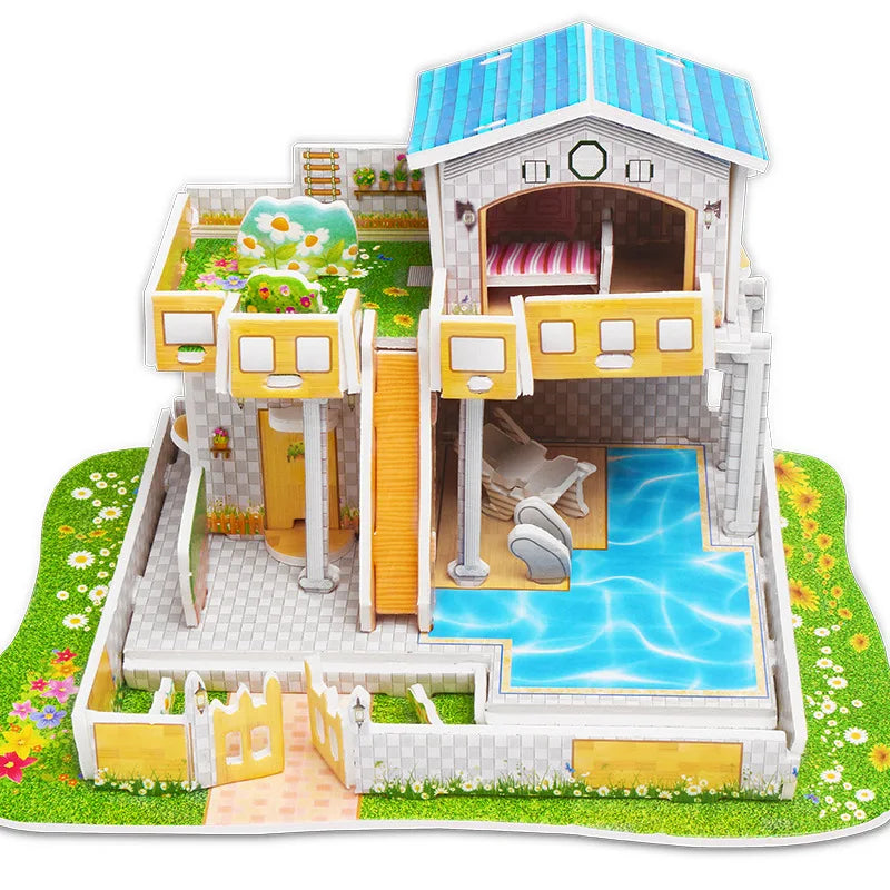 Kids DIY 3D House & Castle Building Puzzle - MASS FABRICATIONS 