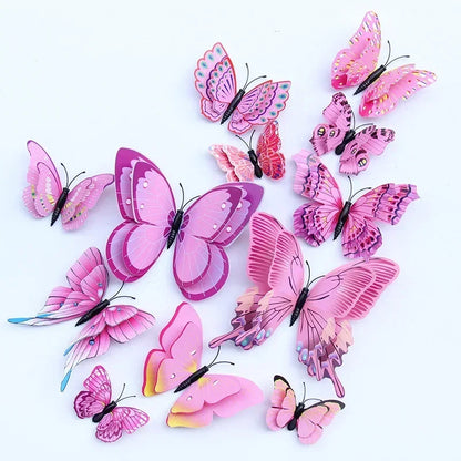 12pcs 3D Double Layer Butterflies Wall Stickers - Living Room Decor - MASS FABRICATIONS 