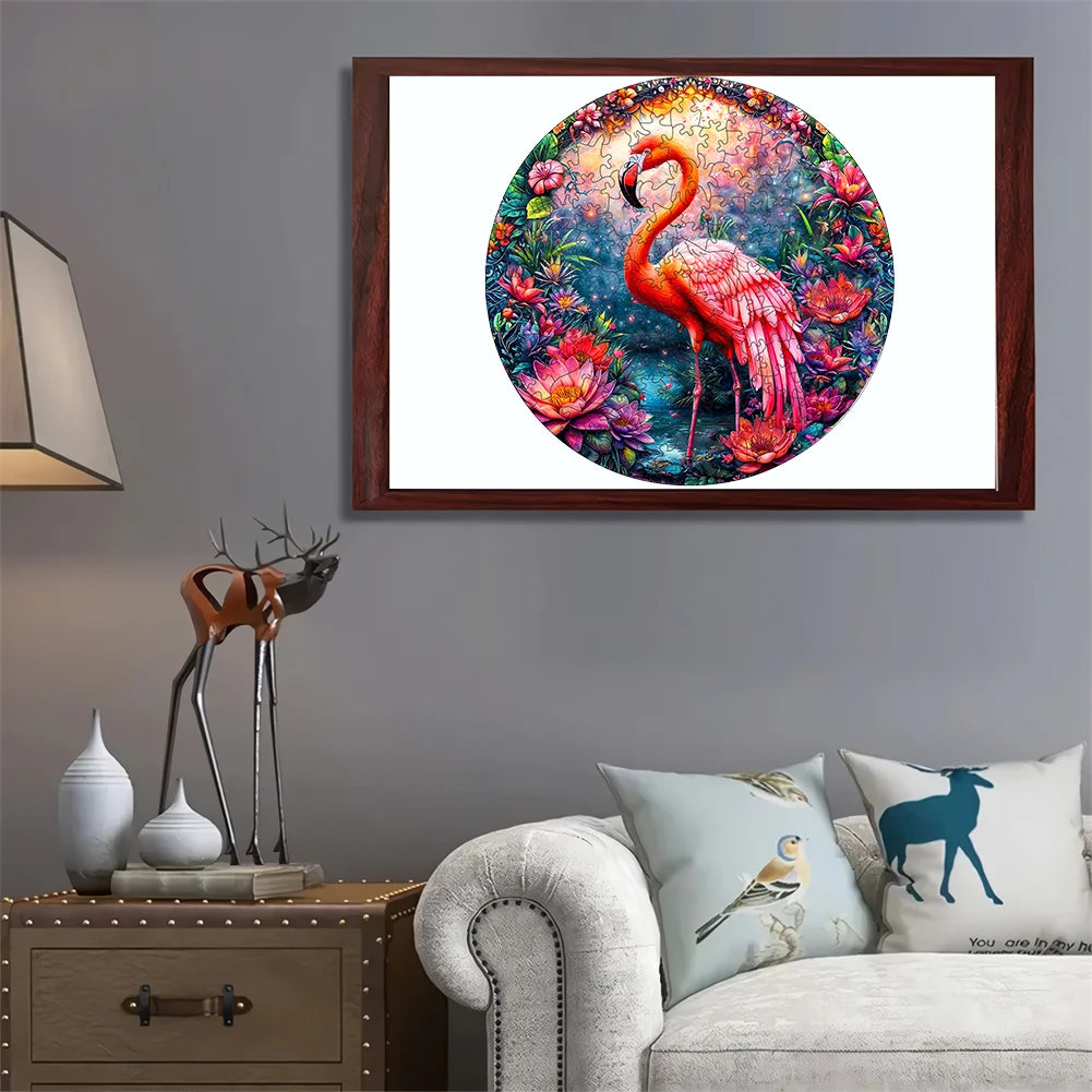 Flamingo Animal Wooden Jigsaw Puzzle - Adults & Kids DIY - MASS FABRICATIONS 