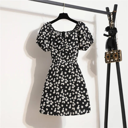 Women's Floral Print Chiffon Mini Dress