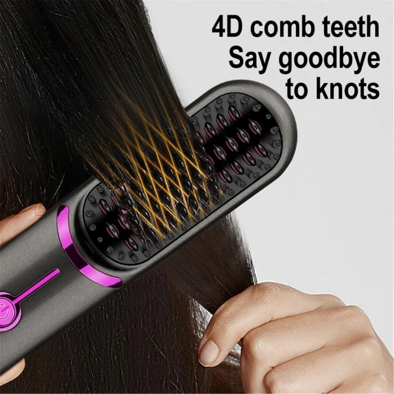 USB Rechargeable Hair Straightening Brush - MASS FABRICATIONS 