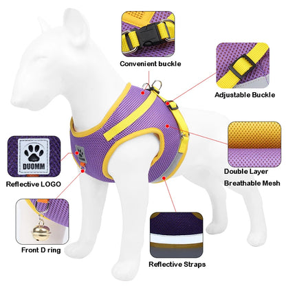 Reflective Safety Pet Dog Harness and Leash Set - MASS FABRICATIONS 