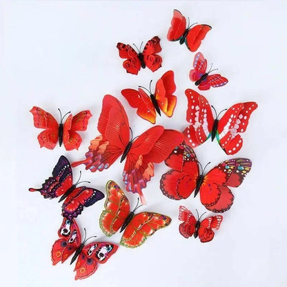 12pcs 3D Double Layer Butterflies Wall Stickers - Living Room Decor - MASS FABRICATIONS 