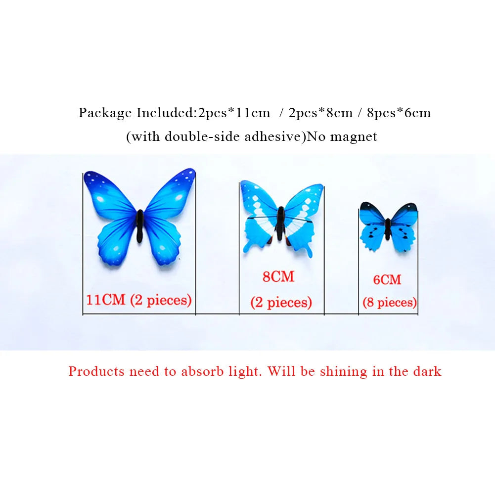 12Pcs/Set Luminous Butterfly Wall Stickers - Living Room Decoration - MASS FABRICATIONS 