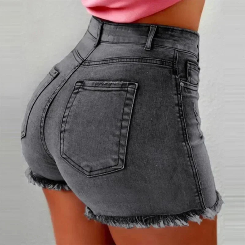 Women's High Waist Stretch Denim Shorts